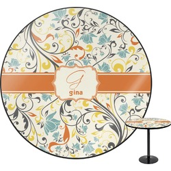 Swirly Floral Round Table - 30" (Personalized)