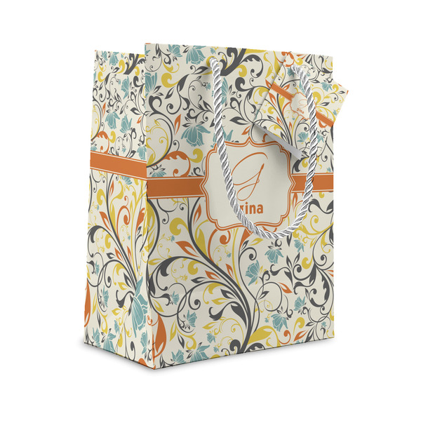 Custom Swirly Floral Small Gift Bag (Personalized)