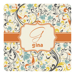 Swirly Floral Square Decal - Small (Personalized)