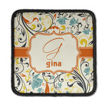 Swirly Floral Iron On Square Patch w/ Name and Initial