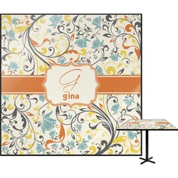 Swirly Floral Square Table Top - 24" (Personalized)