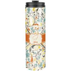 Swirly Floral Stainless Steel Skinny Tumbler - 20 oz (Personalized)