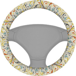 Swirly Floral Steering Wheel Cover