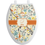 Swirly Floral Toilet Seat Decal - Elongated (Personalized)