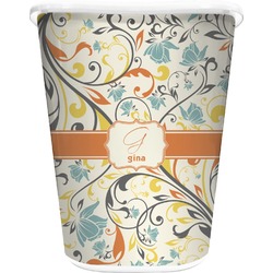Swirly Floral Waste Basket (Personalized)