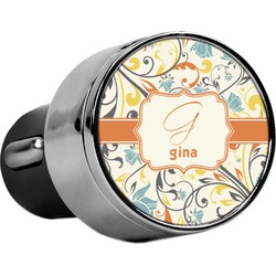 Swirly Floral USB Car Charger (Personalized)