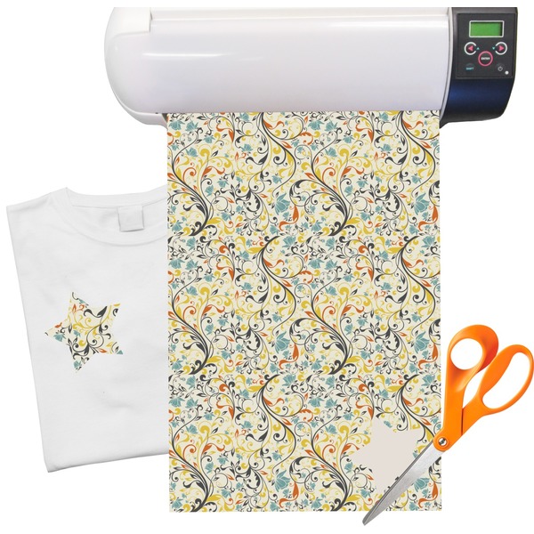 Custom Swirly Floral Heat Transfer Vinyl Sheet (12"x18")