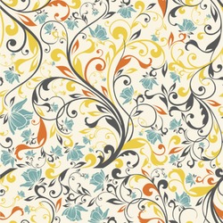 Swirly Floral Wallpaper & Surface Covering (Peel & Stick 24"x 24" Sample)