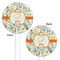 Swirly Floral White Plastic 5.5" Stir Stick - Double Sided - Round - Front & Back