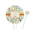 Swirly Floral White Plastic 5.5" Stir Stick - Round - Closeup