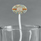 Swirly Floral White Plastic 7" Stir Stick - Oval - Main