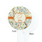 Swirly Floral White Plastic 7" Stir Stick - Single Sided - Round - Front & Back