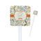 Swirly Floral White Plastic Stir Stick - Square - Closeup