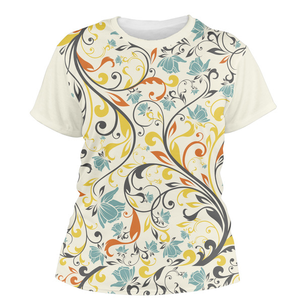 Custom Swirly Floral Women's Crew T-Shirt - X Large