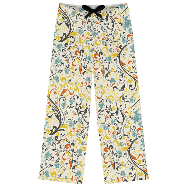 Custom Swirly Floral Womens Pajama Pants - 2XL