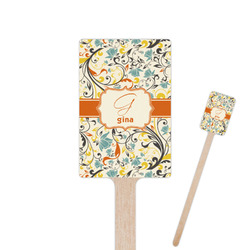 Swirly Floral 6.25" Rectangle Wooden Stir Sticks - Single Sided (Personalized)