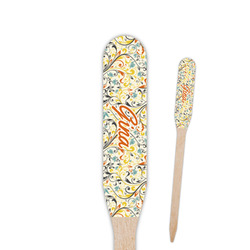 Swirly Floral Paddle Wooden Food Picks - Single Sided (Personalized)