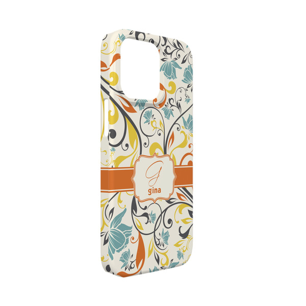 Custom Swirly Floral iPhone Case - Plastic - iPhone 13 Mini (Personalized)