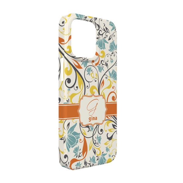 Custom Swirly Floral iPhone Case - Plastic - iPhone 13 Pro (Personalized)