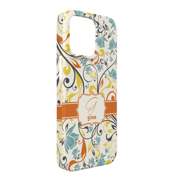 Custom Swirly Floral iPhone Case - Plastic - iPhone 13 Pro Max (Personalized)