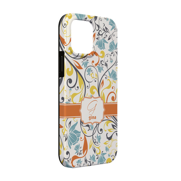 Custom Swirly Floral iPhone Case - Rubber Lined - iPhone 13 Pro (Personalized)