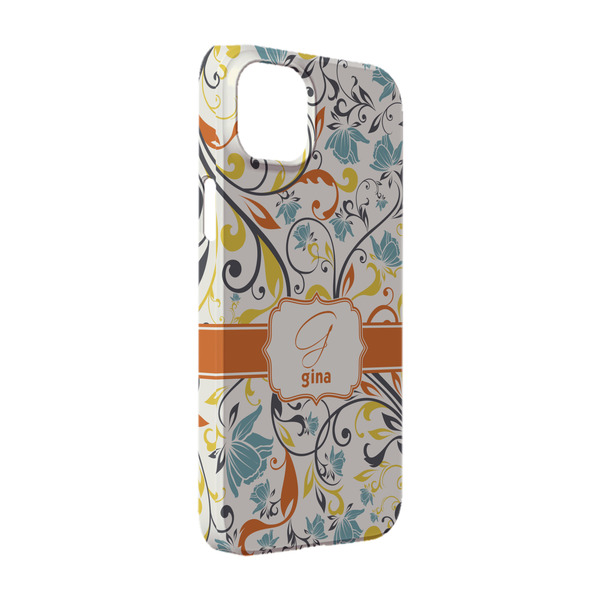 Custom Swirly Floral iPhone Case - Plastic - iPhone 14 (Personalized)