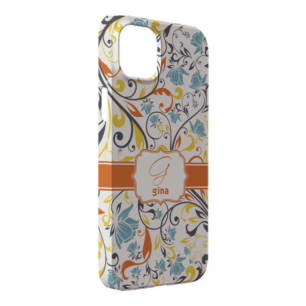 Custom Swirly Floral iPhone Case - Plastic - iPhone 14 Plus (Personalized)