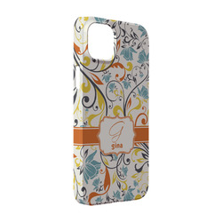 Swirly Floral iPhone Case - Plastic - iPhone 14 Pro (Personalized)