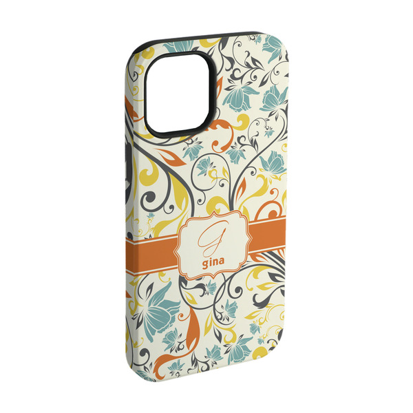 Custom Swirly Floral iPhone Case - Rubber Lined - iPhone 15 (Personalized)