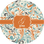 Orange & Blue Leafy Swirls Multipurpose Round Labels - 1" (Personalized)