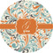 Orange & Blue Leafy Swirls 1" Multipurpose Round Labels - Single Sticker