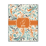 Orange & Blue Leafy Swirls Wood Print - 16x20 (Personalized)