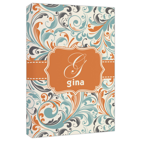 Custom Orange & Blue Leafy Swirls Canvas Print - 20x30 (Personalized)