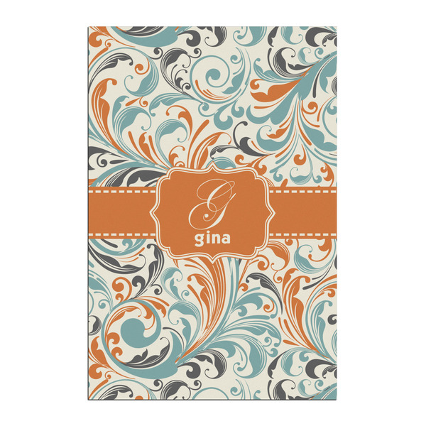 Custom Orange & Blue Leafy Swirls Posters - Matte - 20x30 (Personalized)