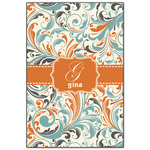 Orange & Blue Leafy Swirls Wood Print - 20x30 (Personalized)