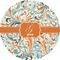 Orange & Blue Leafy Swirls 3" Multipurpose Round Labels - Single Sticker