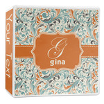 Orange & Blue Leafy Swirls 3-Ring Binder - 2 inch (Personalized)