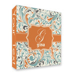 Orange & Blue Leafy Swirls 3 Ring Binder - Full Wrap - 2" (Personalized)