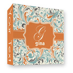 Orange & Blue Leafy Swirls 3 Ring Binder - Full Wrap - 3" (Personalized)