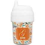 Orange & Blue Leafy Swirls Baby Sippy Cup (Personalized)