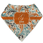 Orange & Blue Leafy Swirls Bandana Bib (Personalized)