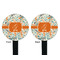 Orange & Blue Leafy Swirls Black Plastic 7" Stir Stick - Double Sided - Round - Front & Back