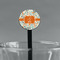 Orange & Blue Leafy Swirls Black Plastic 7" Stir Stick - Round - Main