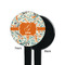 Orange & Blue Leafy Swirls Black Plastic 7" Stir Stick - Single Sided - Round - Front & Back