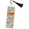 Orange & Blue Leafy Swirls Bookmark with tassel - Flat