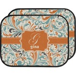 Orange & Blue Leafy Swirls Car Floor Mats (Back Seat) (Personalized)