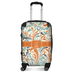Orange & Blue Leafy Swirls Suitcase - 20" Carry On (Personalized)