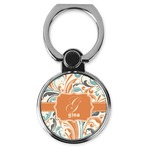 Orange & Blue Leafy Swirls Cell Phone Ring Stand & Holder (Personalized)