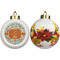 Orange & Blue Leafy Swirls Ceramic Christmas Ornament - Poinsettias (APPROVAL)