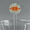 Orange & Blue Leafy Swirls Clear Plastic 7" Stir Stick - Round - Main